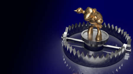 The gold bear in trap for business concept 3d renderingの写真素材