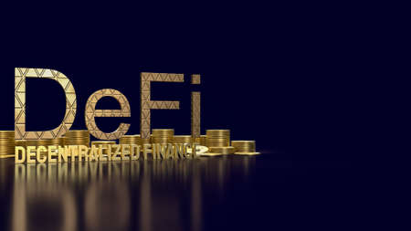 The  defi farming gold word and gold coins  for cryptocurrency business concept 3d renderingの写真素材