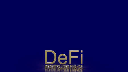 The  defi farming gold word on blue background  for cryptocurrency business concept 3d renderingの写真素材