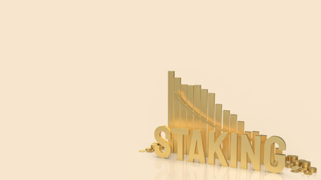 gold word staking and  chart for business or cryptocurrency concept 3d rendering.の写真素材