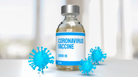 The vaccine covid 19 on white background for sci or medical concept 3d rendering