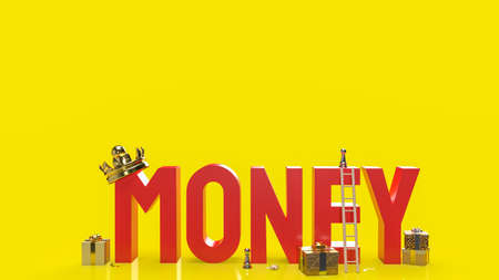The money red text  on yellow background for business content 3d rendering.の写真素材