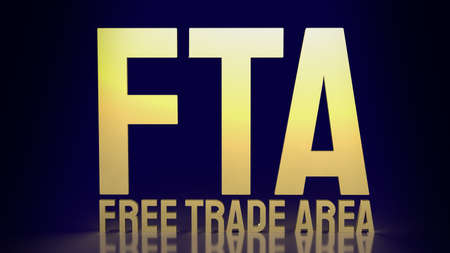 The fta or free trade agreement gold text for business content 3d renderingの写真素材
