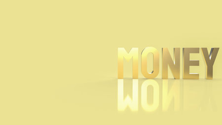 The money gold text for business content 3d rendering.
