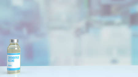 vaccine on white table in science laboratory research  for sci or medical concept 3d renderingの写真素材