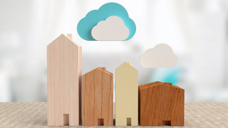 The home and cloud for smart home  technology concept 3d rendering