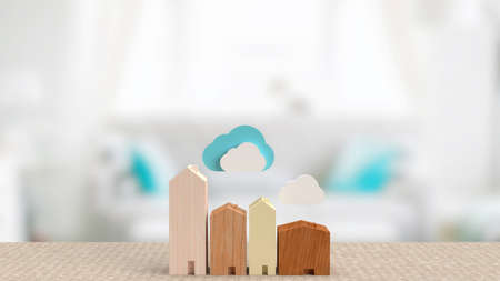 The home and cloud for smart home  technology concept 3d renderingの写真素材