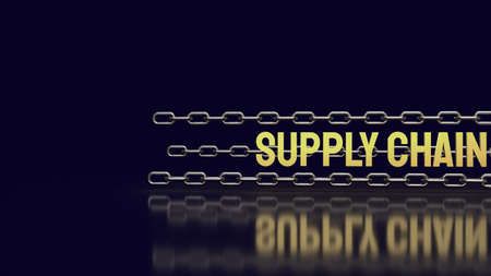 The metal chain and gold text supply chain for business or abstract  background  concept 3d renderingの写真素材