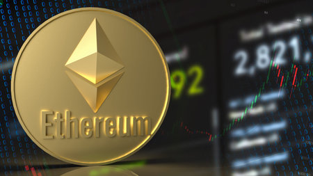 The  ethereum coin for  cryptocurrency concept 3d rendering.
