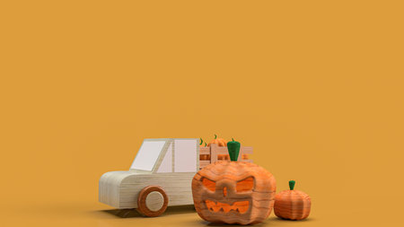 The  pumpkin lantern  for halloween  concept 3d rendering