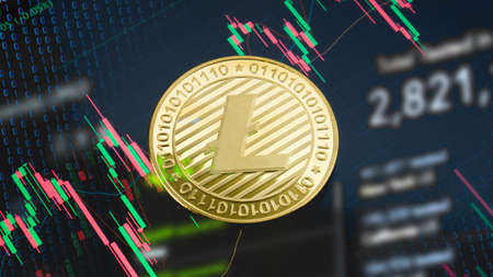 litecoin  on business chart for  cryptography or business conceptの写真素材