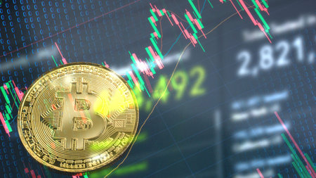 The bitcoin  on business chart for  cryptography or business concept