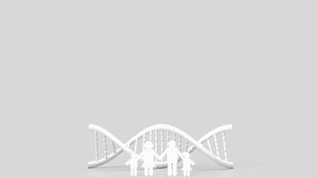The white dna and family paper cut on white background for science or medical  concept 3d renderingの写真素材