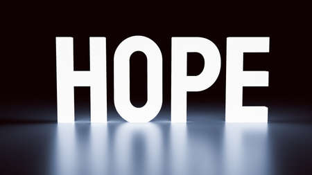The hope word glow in the dark for business or abstract  concept 3d renderingの写真素材
