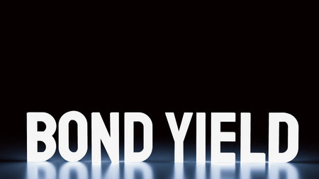 The bond yield text glow in the dark for business concept 3d rendering