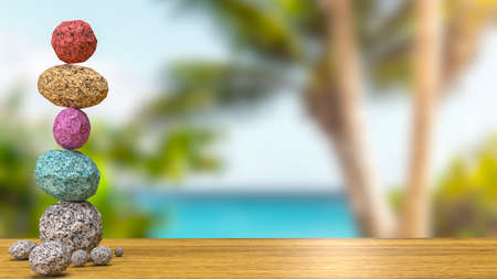 The stone balance image for spa  or  zen concept 3d renderingの写真素材