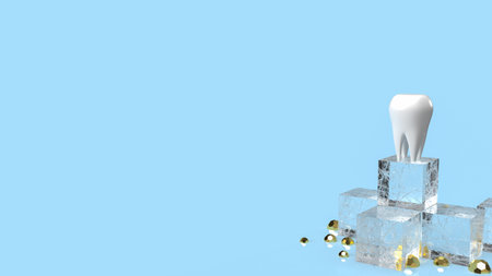 The tooth white on blue background for dental or medical concept 3d rendering