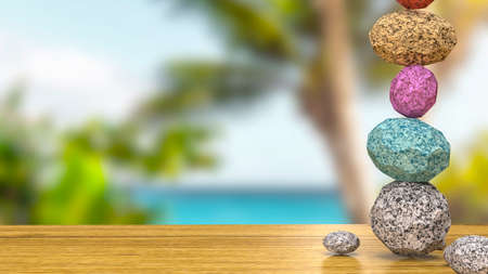The stone balance image for spa  or  zen concept 3d renderingの写真素材