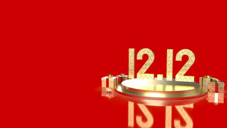 gold number 12.12 on geometry podium shape for display product and gift box for sale promotion concept 3d renderingの写真素材