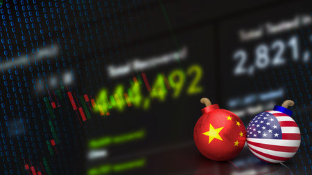 The china and America bomb for business concept 3d renderingの写真素材