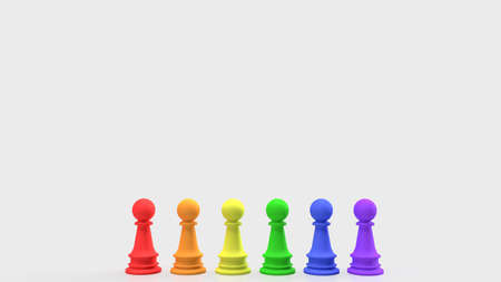 chess multicolor  for lgbt concept 3d renderingの写真素材