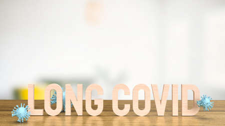 long covid text and virus for medical or outbreak  concept 3d renderingの写真素材