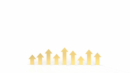 The gold arrow up on white background for business concept 3d rendering