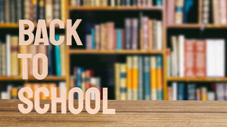 The word back to school in library  for education  concept 3d renderingの写真素材