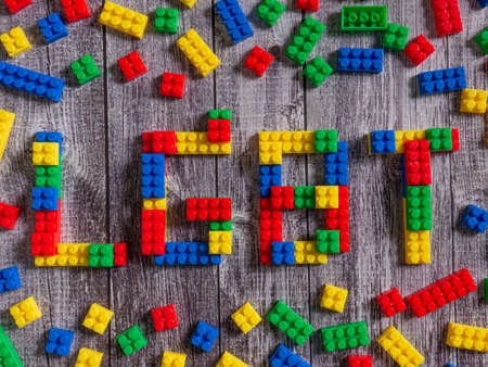 The box plastic puzzle multicolour and lgbt word  for sexual or symbol conceptの写真素材