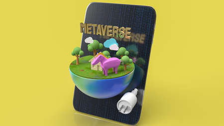 table and earth for metaverse for technology or vr concept 3d renderingの写真素材