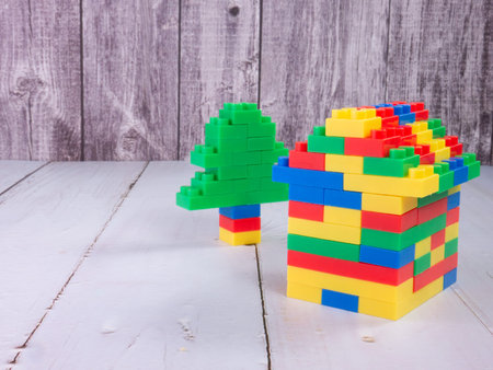 The home multicolour toy brick for kid or property business concept
