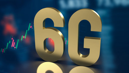 The gold 6g on business background for technology  concept 3d rendering