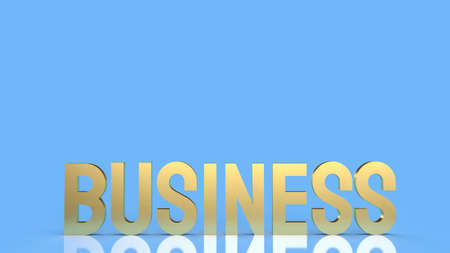 The gold business word on blue background 3d renderingの写真素材