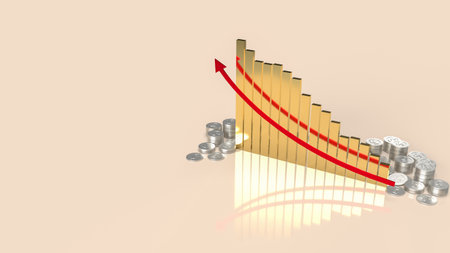 gold  chart and money coins for business or finance concept 3d renderingの写真素材