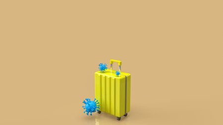 The  suitcase and virus for travel or medical concept 3d rendering