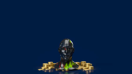 head business texture and gold coins for business concept 3d renderingの写真素材