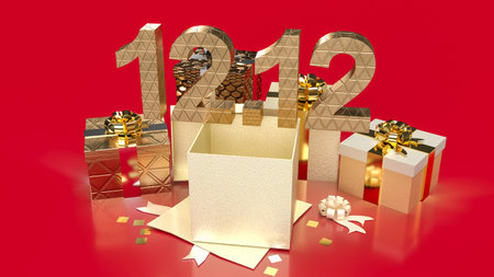 gold number 12.12  and gift boxes for sale promotion concept 3d rendering