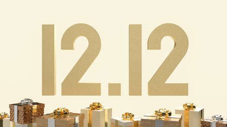 12.12 and gold giftboxs for business and holiday concept 3d renderingの写真素材