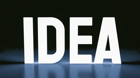 The idea text glow in the dark for creative concept 3d rendering