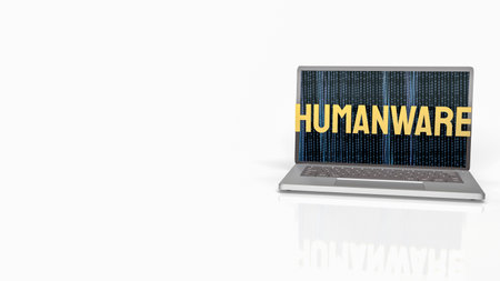 humanware  word and gold chesson on notebook in white background for business or technology concept 3d renderingの写真素材