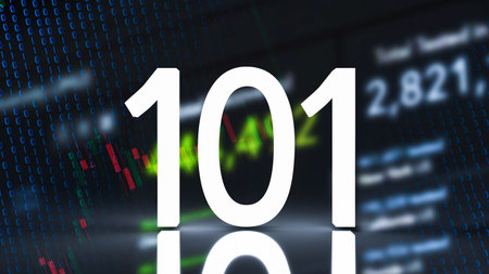 101 number glow in the dark on business background 3d rendering