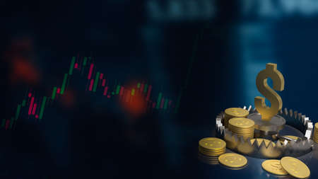 gold dollar symbol  on  bear trap and coins for business concept 3d renderingの写真素材