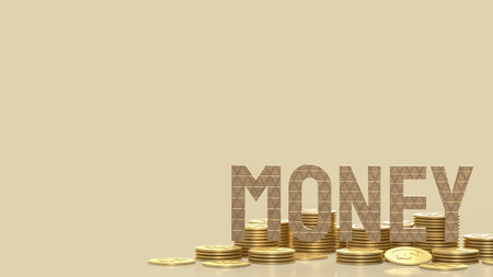 gold money text and coins for business concept  3d rendering