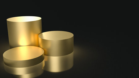 gold podium  on black background  for presentation  or business concept 3d renderingの写真素材