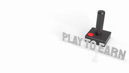 joystick and play to earn text for game nft or technology  concept 3d renderingの写真素材