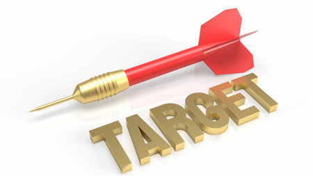 darts and gold target on white background for business concept 3d rendering