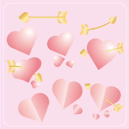 gold arrow and pink heart for wedding or valentineâs  day
bundle setのイラスト素材