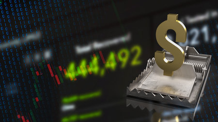 gold dollar symbol in a trap for business concept 3d rendering