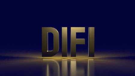 gold defi text  in dark blue background  for business concept 3d renderingの写真素材