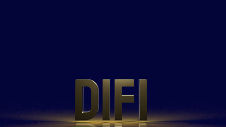 gold defi text  in dark blue background  for business concept 3d rendering